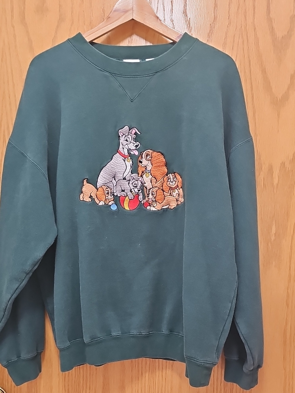 Disney Dark Green Lady and the Tramp Crew Embroidered Sweatshirt